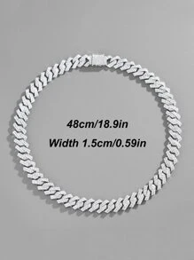 Đối với phụ nữ Nam Hợp thời Punk Hip Hop Phong cách Rock Buổi tiệc Rhinestone đầy đủ Tuyệt đẹp Dây chuyền Hợp kim Chất liệu Đối với Đồ trang sức Qủa tặng - Bạc - Xem 4