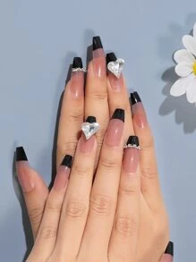 24 件长棺材假指甲、1 个指甲锉和 1 片胶带，用于指甲上，美甲用品，指甲 - 彩色 - 查看 1