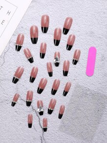 24 件长棺材假指甲、1 个指甲锉和 1 片胶带，用于指甲上，美甲用品，指甲 - 彩色 - 查看 2