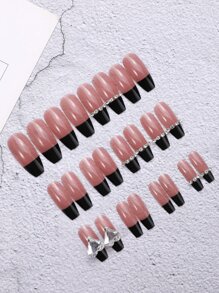 24 件长棺材假指甲、1 个指甲锉和 1 片胶带，用于指甲上，美甲用品，指甲 - 彩色 - 查看 3