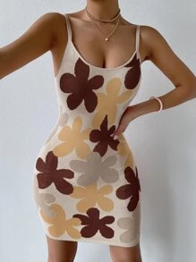 Chiquease Ladies áo len váy Hoa Tất cả trên in Gợi cảm - Nhiều màu - Xem 3