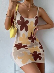 Chiquease Ladies áo len váy Hoa Tất cả trên in Gợi cảm - Nhiều màu - Xem 4