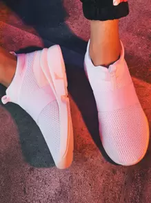 男士字母圖案透氣跑步鞋 - 白色 - 查看 1