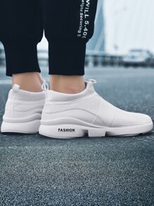 男士字母圖案透氣跑步鞋 - 白色 - 查看 3