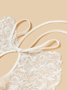 Cuello desmontable con estampado con bordado - Blanco - Ver 3