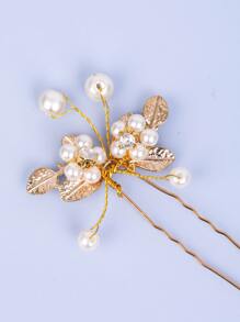 2入組人造珍珠裝飾新娘頭飾