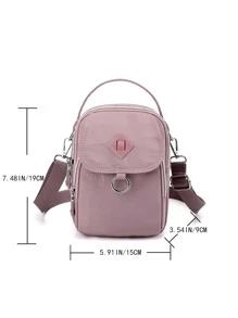 字母貼布翻蓋手提包 - 粉色 - 查看 5