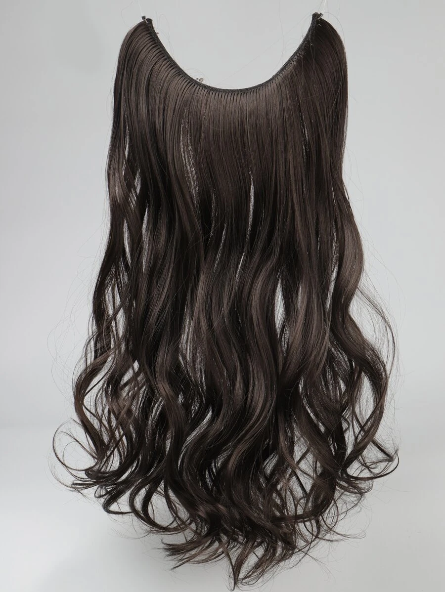 Natural Long Curly Synthetic Hair Extension - Brown - View 1