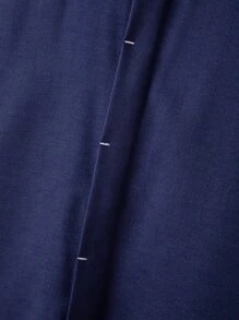 Manfinity Homme Áo sơ mi Nam Nút phía trước màu trơn Cơ bản - Màu xanh hải quân - Xem 4