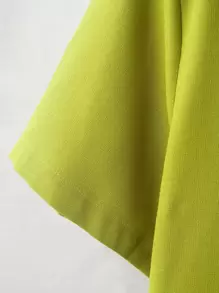 Manfinity Homme Men Button Up Curved Hem Shirt - Olive Green - View 3