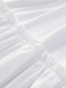 Girls Puff Sleeve Button Front Ruffle Hem Dress