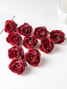 10入組人工玫瑰花頭和蕾絲DIY系統盒，適用於蛋糕裝飾，花圈材料，節日生日派對裝飾，婚禮新娘手腕花，手握物，家用鮮花店，花園，情人節禮物，新年裝飾材料 - 紅色 - 查看 3