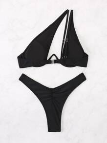 SHEIN Swim Summer Beach Scrunch Butt Bikini Bottom - Black - View 6