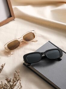 2pairs Square Frame Fashion Glasses Casual Sunglasses Beach Sun Glasses For Summer Beach Vacation,Outdoor,Travel