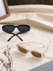 2pairs Square Frame Fashion Glasses Casual Sunglasses Beach Sun Glasses For Summer Beach Vacation,Outdoor,Travel