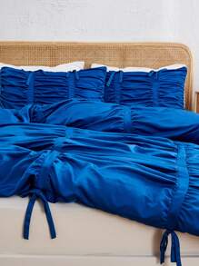 針襇設計被套套裝不附帶內芯 - 寶藍色 - 查看 5