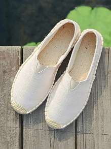 Hombres Mocasines con diseño de puntada de alpargata - Blanco - Ver 1
