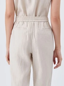 MOTF PREMIUM 100% LINEN DRAWSTRING WAIST TROUSERS - Beige - View 7