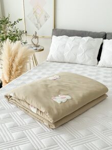 1pc Rabbit Patch Decor Bedspread - Khaki - View 2