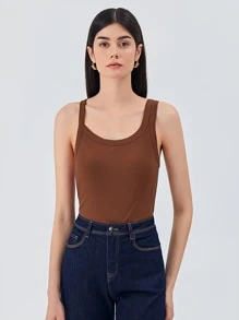 SHEIN Unity Cut-Out Tank Top - Rust Brown - View 2