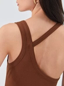 SHEIN Unity Cut-Out Tank Top - Rust Brown - View 3