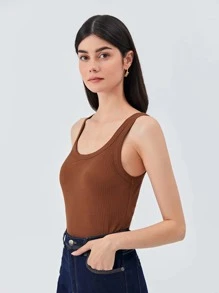 SHEIN Unity Cut-Out Tank Top - Rust Brown - View 5