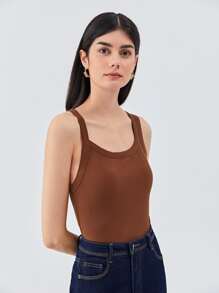 SHEIN Unity Cut-Out Tank Top - Rust Brown - View 6