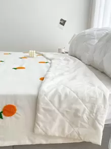 Orange Embroidered Bedspread
