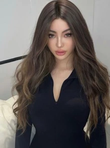 HAIRCUBE 13*4*1 T Part Lace Wigs, 26 And 30 Inch Long Brown Curly Wigs Synthetic Lace Wigs For Party Daily Use - Brown - View 2