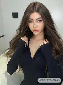 HAIRCUBE 13*4*1 T Part Lace Wigs, 26 And 30 Inch Long Brown Curly Wigs Synthetic Lace Wigs For Party Daily Use - Brown - View 3