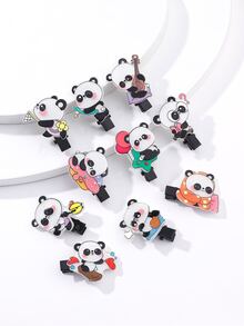 5 cái kẹp tóc trang trí hình gấu trúc hoạt hình - Nhiều màu - Xem 4