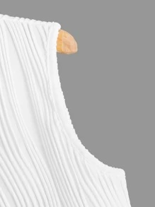 SHEIN 青少女莴苣口袋紋理背心 - 白色 - 查看 3