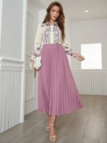 Mulvari 印花襯衫和百褶半身裙 - 彩色 - 查看 1