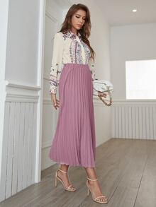 Mulvari 印花襯衫和百褶半身裙 - 彩色 - 查看 5