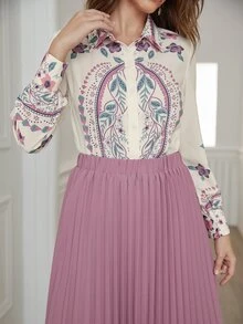 Mulvari 印花襯衫和百褶半身裙 - 彩色 - 查看 6