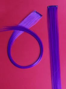 ROMWE Grunge Punk 5pcs Clip In Long Straight Synthetic Hair Extension - Purple - View 2