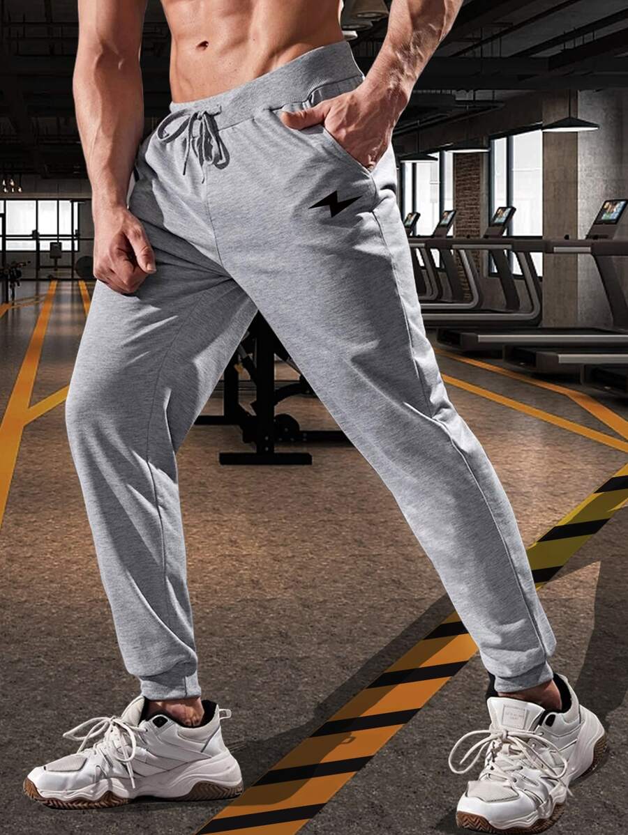 Manfinity Sport Corelite Men Lightning Print Sports Trousers - Grey - View 1