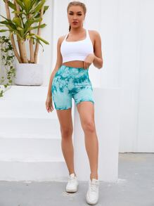 Easithlete Seamless Softness Sports Cycling Shorts - Mint Blue - View 4