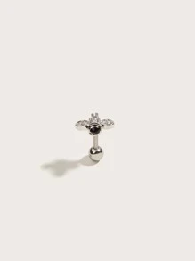 1pc Rhinestone Bee Decor Stud Earring - Silver - View 4