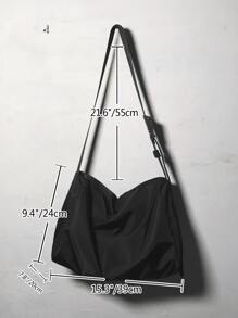 Fashionable High-Capacity Waterproof Nylon Square Bag, Foldable, With Zipper Closure And Adjustable Shoulder Strap - Black - View 6