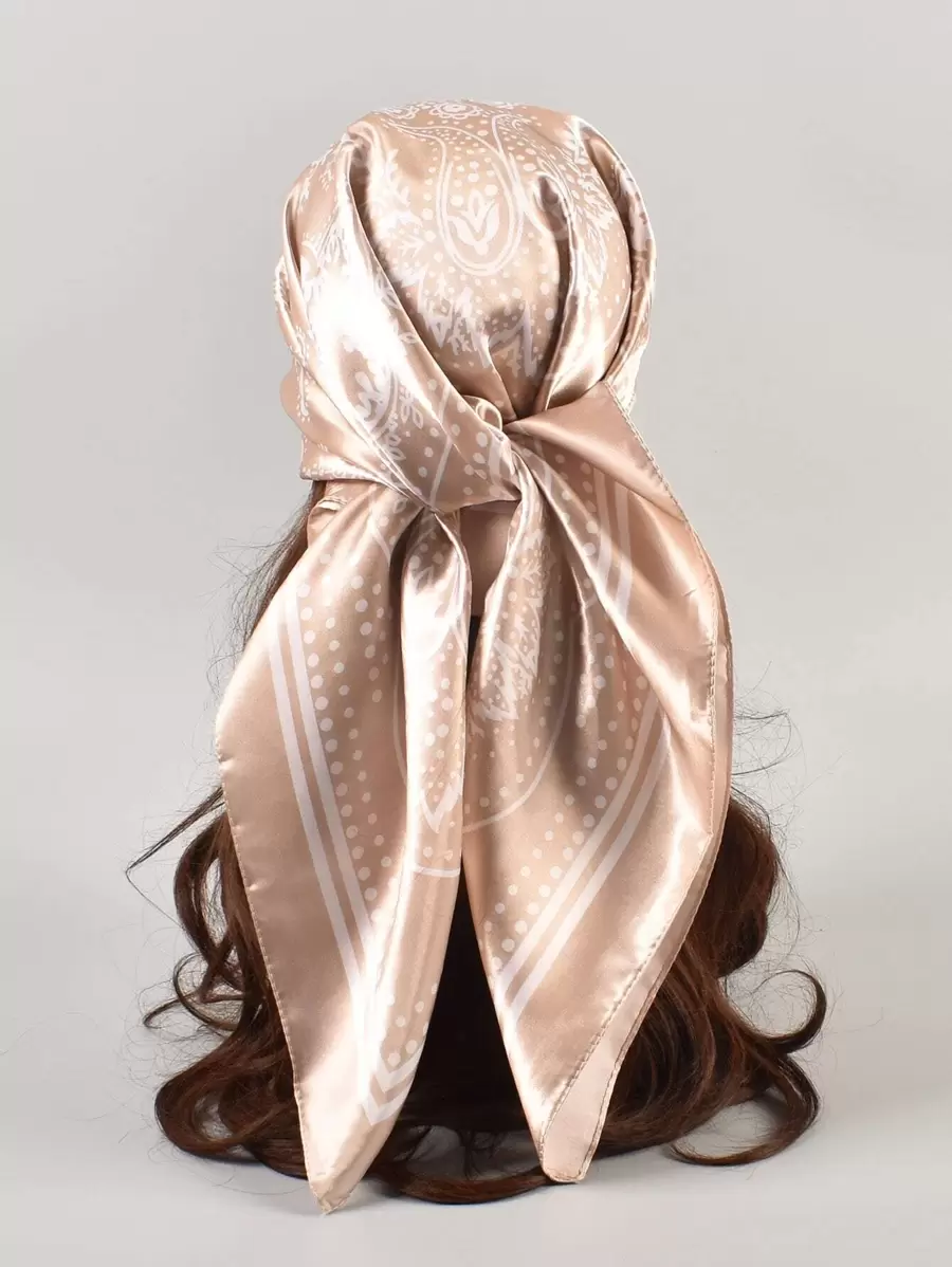 1pc Women's Cashew Pattern Printed Scarf, Fashion Headscarf, Suitable For Travel, Evening Party - Camel - View 1