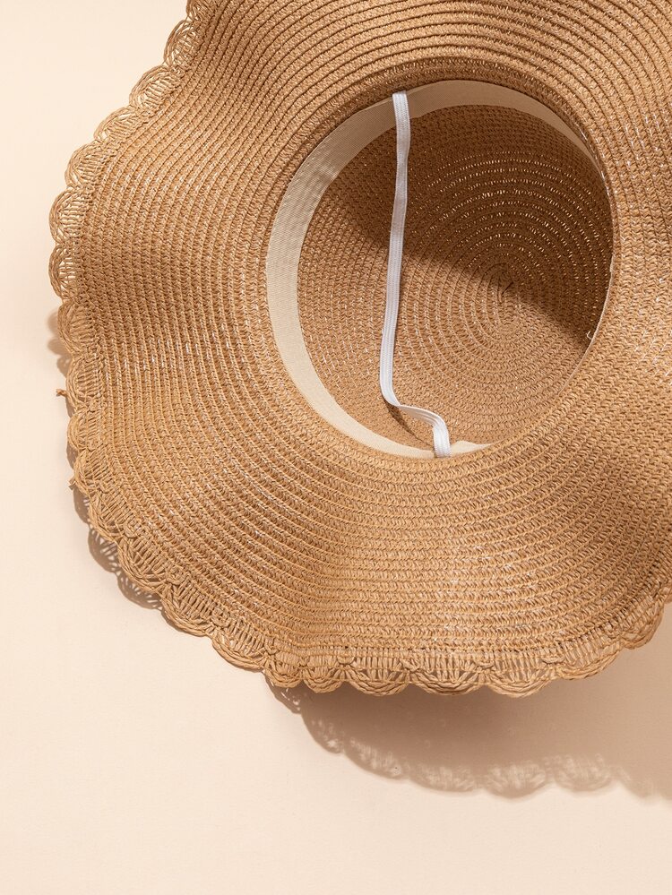 蝶々結びデコレーション 麦わら帽子 - カーキ - 見る 5