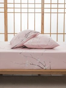 3pcs/set Flower Print Fitted Sheet Set Without Filler, Modern Flower & Branch Print Fitted Sheet Set For Bedroom - Multicolor - View 1