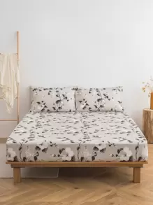 2/3 Pcs Soft Fitted Sheet Sets - Floral Sheet Set 1/2 Pillowcase And 1 Mattress Protector (30cm / 12in Deep) Modern Mattress Cover Or Bed Pad Pillow Cover For All Bed Sizes Twin Full Queen King Single Double Bedding Set