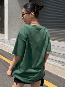 DAZY 蝴蝶刺绣落肩T恤超大T恤