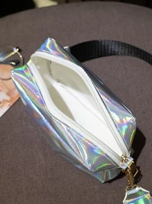 Yogodlns Mini Holographic Letter Graphic Square Bag - Silver - View 5