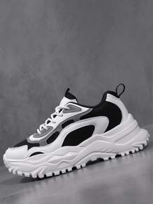 Fall/Winter Women Colorblock Lace-Up Front Chunky Sneakers