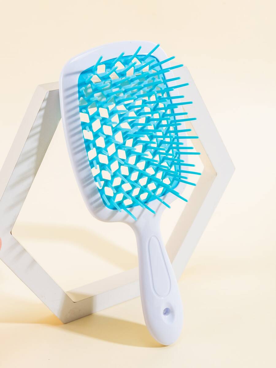 1入組彩色蜂窩卷髮梳刷，配有按摩網格和蓬鬆造型效果，可用於拉直和梳理頭髮的髮刷 - 彩色 - 查看 1