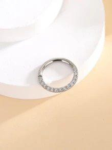 1 chiếc khuyên tai và khuyên mũi bằng đá Cubic Zirconia mặt trước - Bạc - Xem 5
