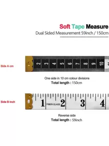 1 pieza de cinta métrica simple, regla de escala de costura de cuerpo suave de doble cara de PVC de 150 cm para uso diario - Blanco y Negro - Ver 8